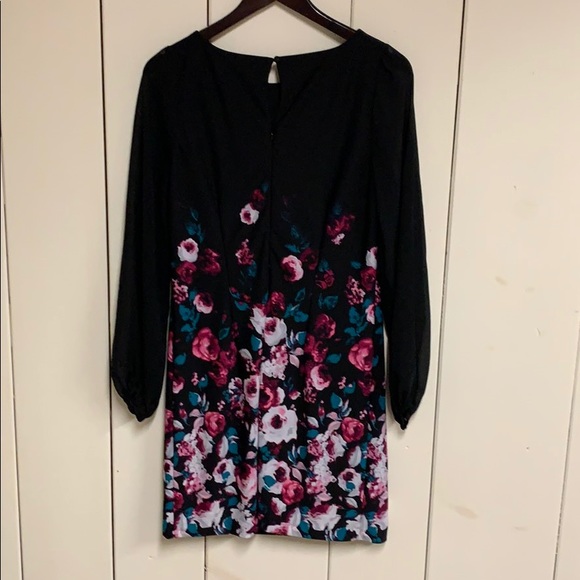 WHBM Midi Dress Black Floral Size 6 - Picture 5 of 6